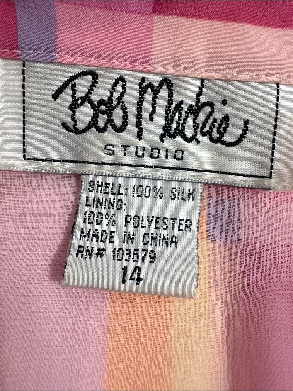 Vintage Bob Mackie Studio 100% Silk Geometric Tunic Shirt Dress Sz14 - Picture 12 of 12